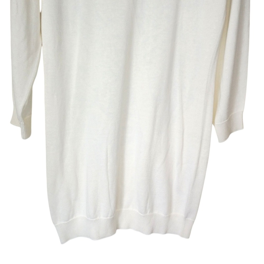Knititude Womens White Cotton Scarf Crew Neck Sweater Dress Sz M Cozy Minimalist - Picture 7 of 9